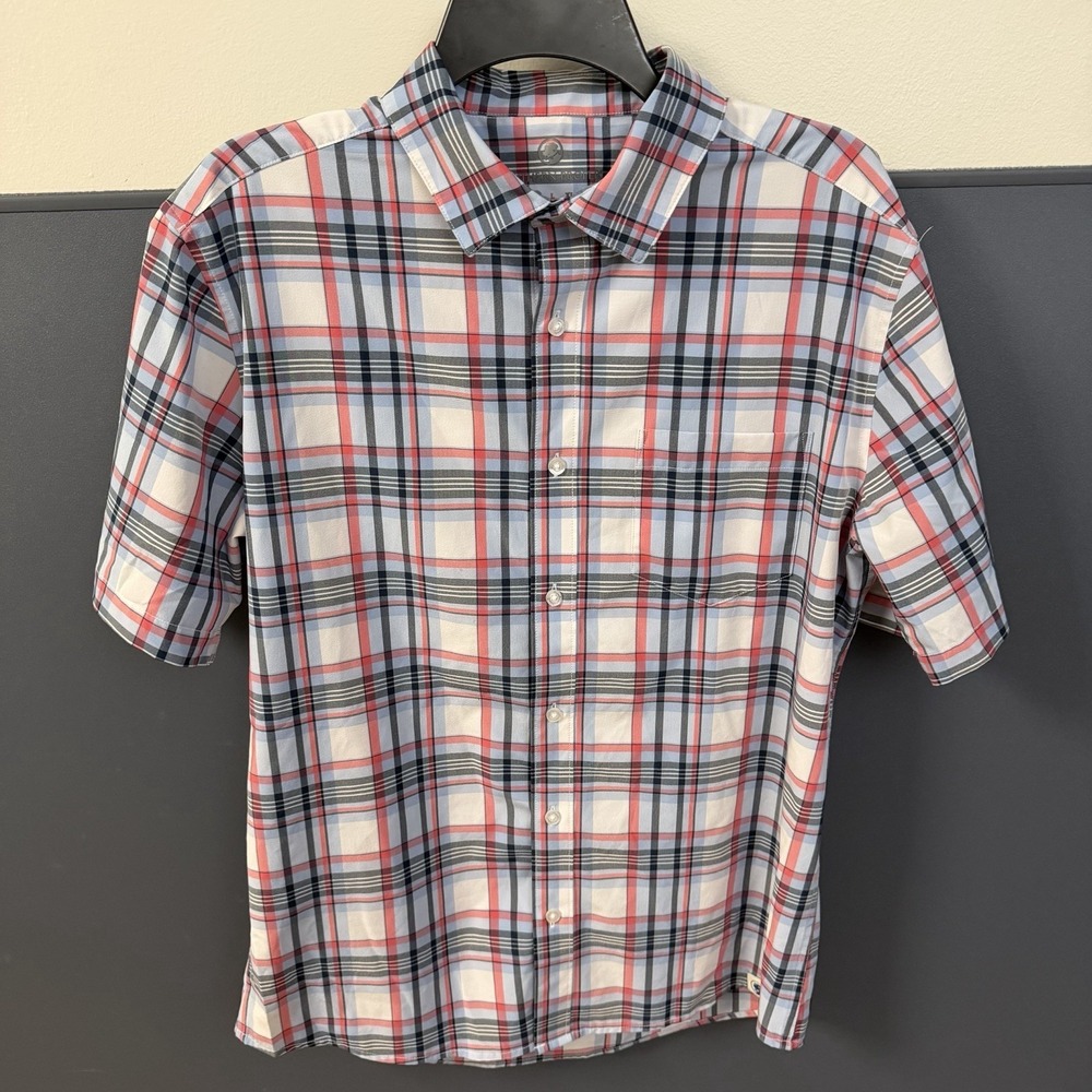 Southern Proper Dog Multi Plaid Printed Button Down SS Shirt Size Medium‎ Preppy